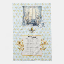 Toalla de calendario 2026 Azul Fleur de Lis Parisi
