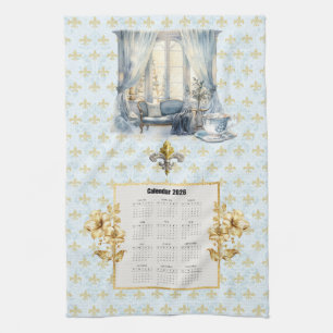 Toalla de calendario 2026 Azul Fleur de Lis Parisi