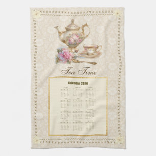 Toalla de calendario 2026 Hora del té o mensaje pe