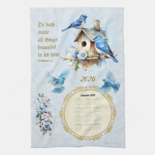 Toalla de calendario 2026 Pájaros azules Eclesias