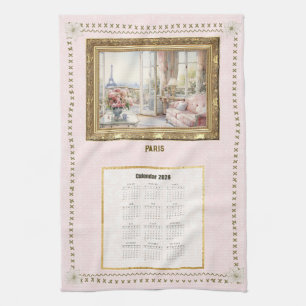 Toalla de calendario 2026 Vista de París Mensaje p