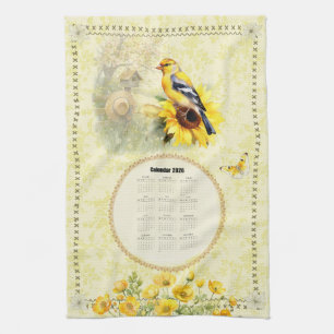Toalla de calendario 2026 Yellow Goldfinch