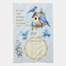 Toalla de calendario 2027 Pájaros Azules Eclesiast