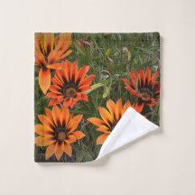 Toalla de cara de Gazanias naranja y negra