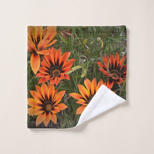 Toalla de cara de Gazanias naranja y negra (Toallita)