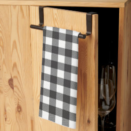 Toalla de cocina a cuadros búfalo en blanco y negr
