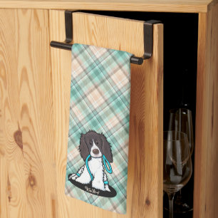 Toalla de cocina a cuadros marina Springer Spaniel
