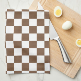Toalla de cocina a cuadros marrón y blanco
