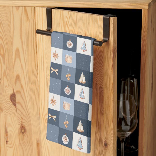 Toalla de cocina a cuadros para navidades (Pliegue de tercios)