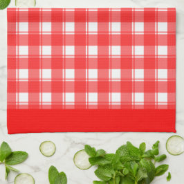 Toalla de cocina a cuadros retro roja y blanca