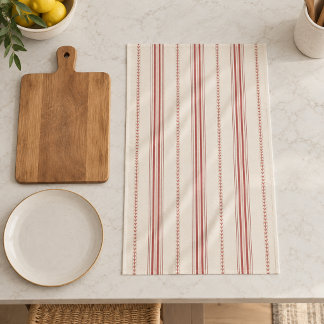 Toalla de cocina a rayas de granja nórdica roja