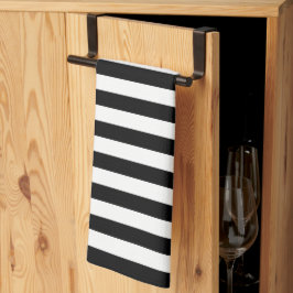 Toalla de cocina a rayas elegante blanca y negra