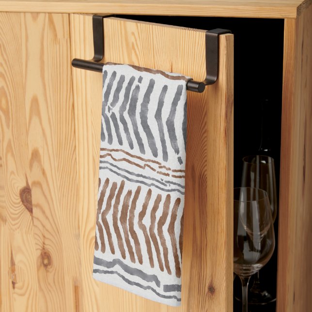Toalla de cocina a rayas tribal boho (Pliegue de tercios)