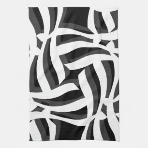 Toalla de cocina abstracta blanca negra