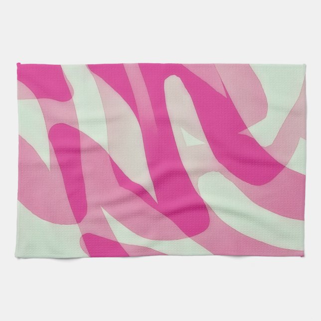 Toalla de cocina abstracta rosa artística (Horizontal)