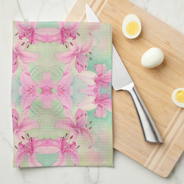 Toalla de cocina Acuarela Lilies (Doblado Cuarto)