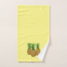 Toalla de cocina amarilla de tres piñas tropicales