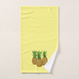 Toalla de cocina amarilla de tres piñas tropicales