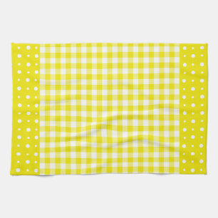Toalla de cocina amarilla, puntos de polka y Check