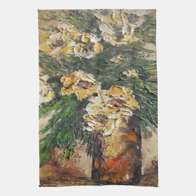 Toalla de cocina Ann Hayes Pintando flores amarill (Vertical)