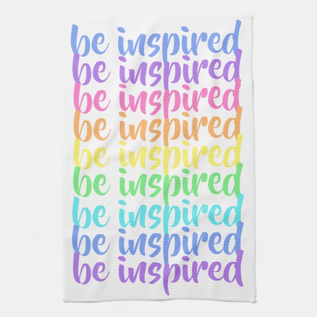 Toalla de cocina arcoiris "Be Inspired" (Vertical)