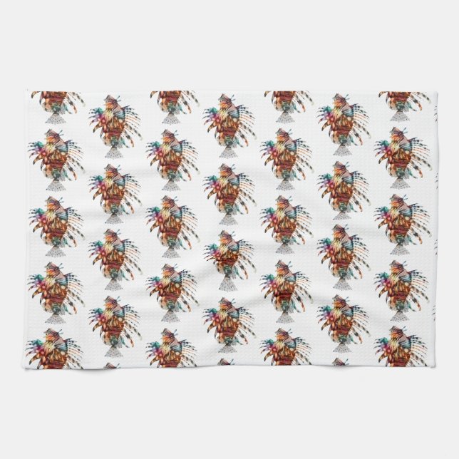 Toalla de cocina arcoiris de peces leones (Horizontal)