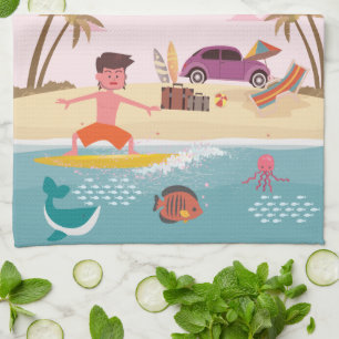 Toalla de cocina arriba para el surf