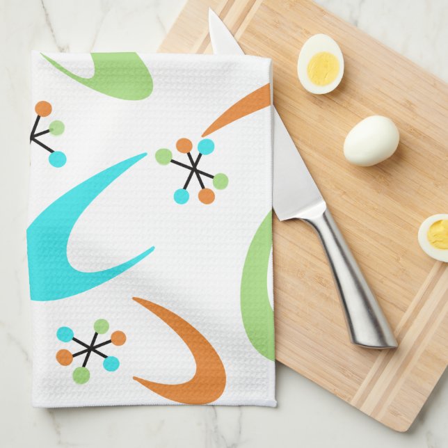 Toalla de cocina atómica de mediados del siglo (Doblado Cuarto)