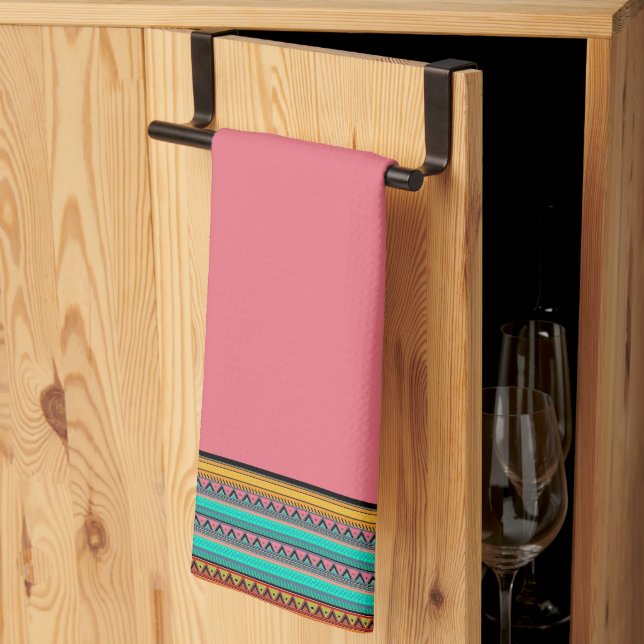 Toalla de cocina azteca de rayas (Pliegue de tercios)