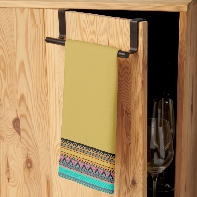 Toalla de cocina azteca de rayas (Pliegue de tercios)