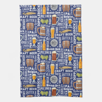 Toalla de cocina azul con estilo de cerveza