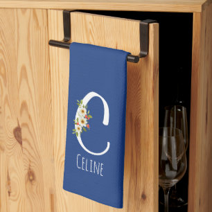 Toalla de cocina azul con monograma Regalo de inau