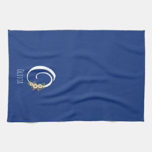 Toalla de cocina azul con monograma Regalo de inau