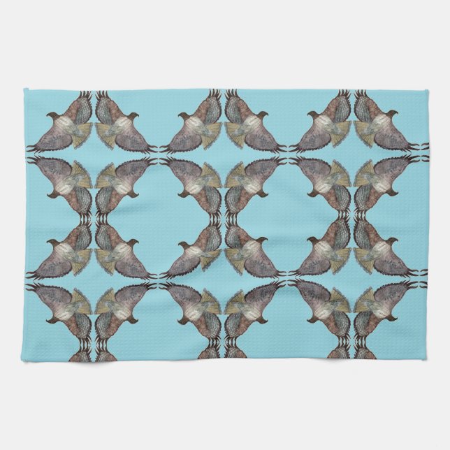 Toalla de cocina azul de halcón con hombro rojo (Horizontal)