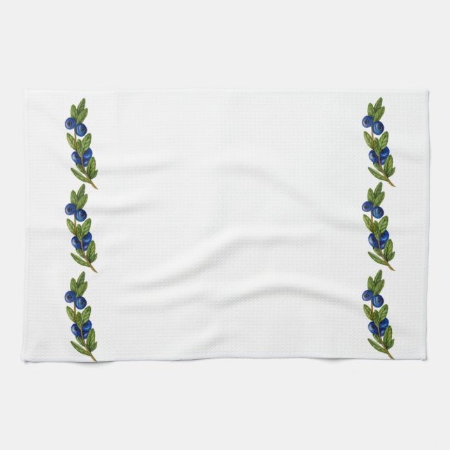 Toalla de cocina azul de la baya (Horizontal)