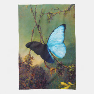 Toalla de cocina azul de la mariposa de Morpho