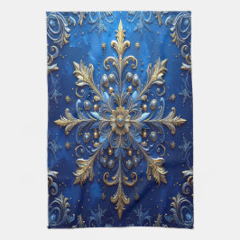 Toalla de Cocina Azul Decorativa Navideña