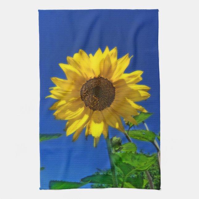Toalla de cocina azul del girasol de N del maíz ' (Vertical)
