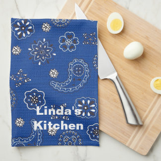 Toalla de cocina azul del pañuelo