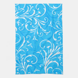 Toalla de cocina azul ornamental