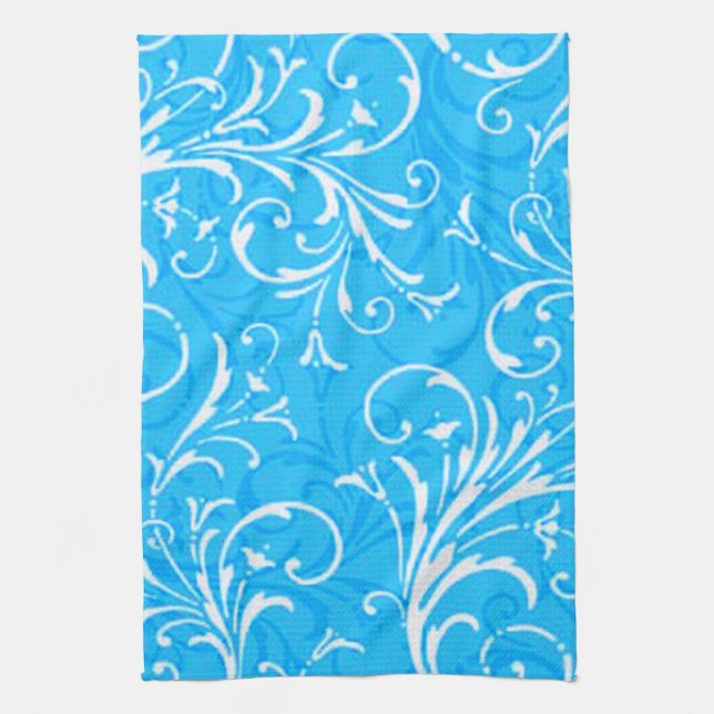 Toalla de cocina azul ornamental (Vertical)