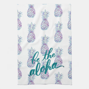 Toalla de cocina azul púrpura de la hawaiana de l