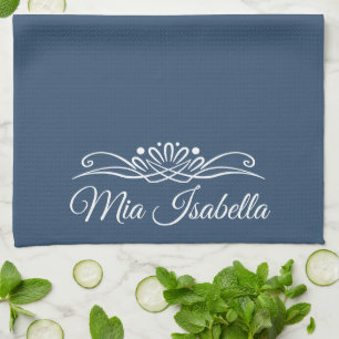 Toalla de cocina azul seria de color trenzado