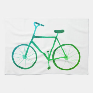 Toalla de cocina azulverde de la bici de la