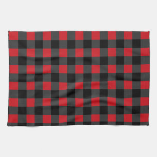 Toalla de cocina Black Red Check - Diseño de época