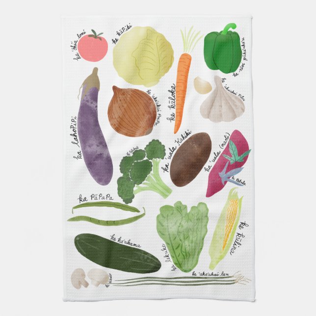 Toalla de cocina blanca de Nā lau'Oai (Vertical)