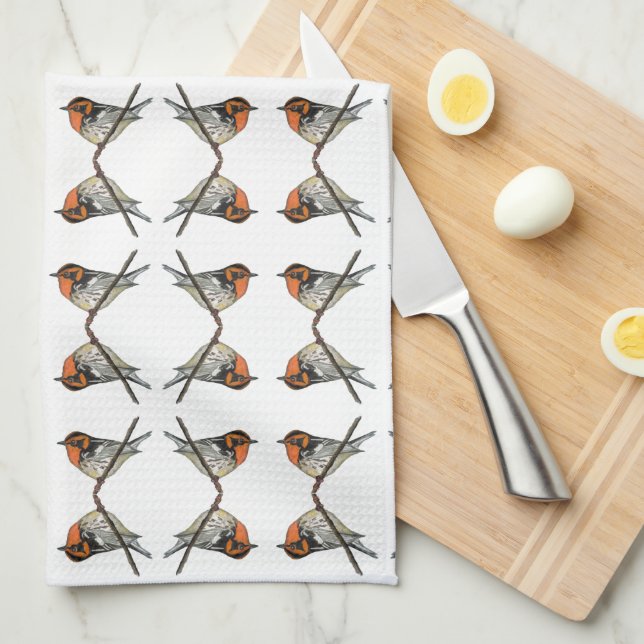 Toalla de cocina blanca Naranja de la bruja negra (Doblado Cuarto)