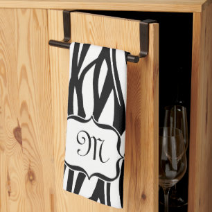 Toalla de cocina blanco y negro del estampado de