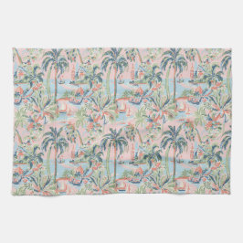 Toalla de cocina Blush Palm Toile, Escenas Tropica
