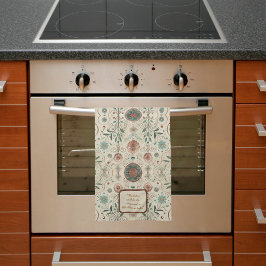 Toalla de cocina boho con hierbas personalizable